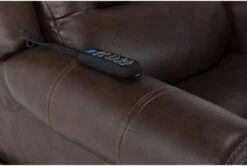 Oscar Saddle Power Lift Recliner With Power Headrest, Lumbar & USB -Modern Office Shop 286169 brown fabric lift detail 47