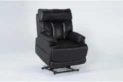Clive Black Power Lift Recliner With Power Headrest, Lumbar & USB -Modern Office Shop 286170 black fabric lift detail 44