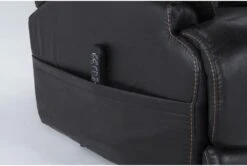 Clive Black Power Lift Recliner With Power Headrest, Lumbar & USB -Modern Office Shop 286170 black fabric lift detail 47