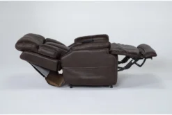 Clive Brown Power Lift Recliner With Power Headrest, Lumbar & USB -Modern Office Shop 286171 brown fabric lift detail 44