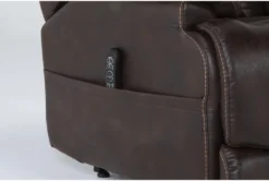 Clive Brown Power Lift Recliner With Power Headrest, Lumbar & USB -Modern Office Shop 286171 brown fabric lift detail 47