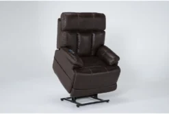 Clive Brown Power Lift Recliner With Power Headrest, Lumbar & USB -Modern Office Shop 286171 brown fabric lift side 22