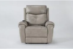 Carl Taupe Leather Power Lift Recliner With Power Headrest & Heat