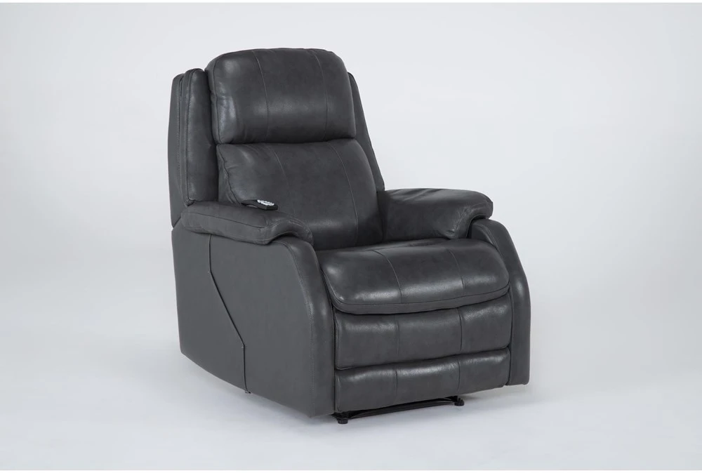 Palma Grey Leather Power Wallaway Recliner With Heat, Massage, Power Lumbar & Power Headrest 4 Palma Grey Leather Power Wallaway Recliner With Heat, Massage, Power Lumbar & Power Headrest - Image 2