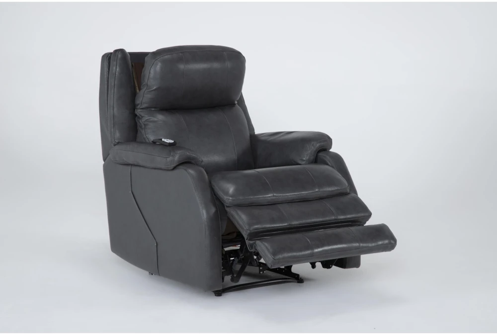 Palma Grey Leather Power Wallaway Recliner With Heat, Massage, Power Lumbar & Power Headrest 6 Palma Grey Leather Power Wallaway Recliner With Heat, Massage, Power Lumbar & Power Headrest - Image 4
