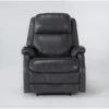 Palma Grey Leather Power Wallaway Recliner With Heat, Massage, Power Lumbar & Power Headrest -Modern Office Shop 286567 grey leather recliner signature 01