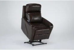 Seville Chocolate Leather Power Lift Recliner With Heat, Massage, Power Headrest & Lumbar -Modern Office Shop 286569 brown leather lift side 22