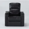 Sortino Black Home Theater Power Recliner With Table & USB -Modern Office Shop 288030 black polyester recliner signature 01