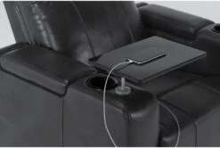 Sortino Grey Home Theater Power Recliner With Table & USB -Modern Office Shop 288032 grey polyester recliner detail 44