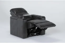 Sortino Grey Home Theater Power Recliner With Table & USB -Modern Office Shop 288032 grey polyester recliner side 20
