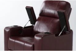 Sortino Red Home Theater Power Recliner With Table & USB 16 Sortino Red Home Theater Power Recliner With Table & USB -Modern Office Shop 288033 red polyester recliner detail 45
