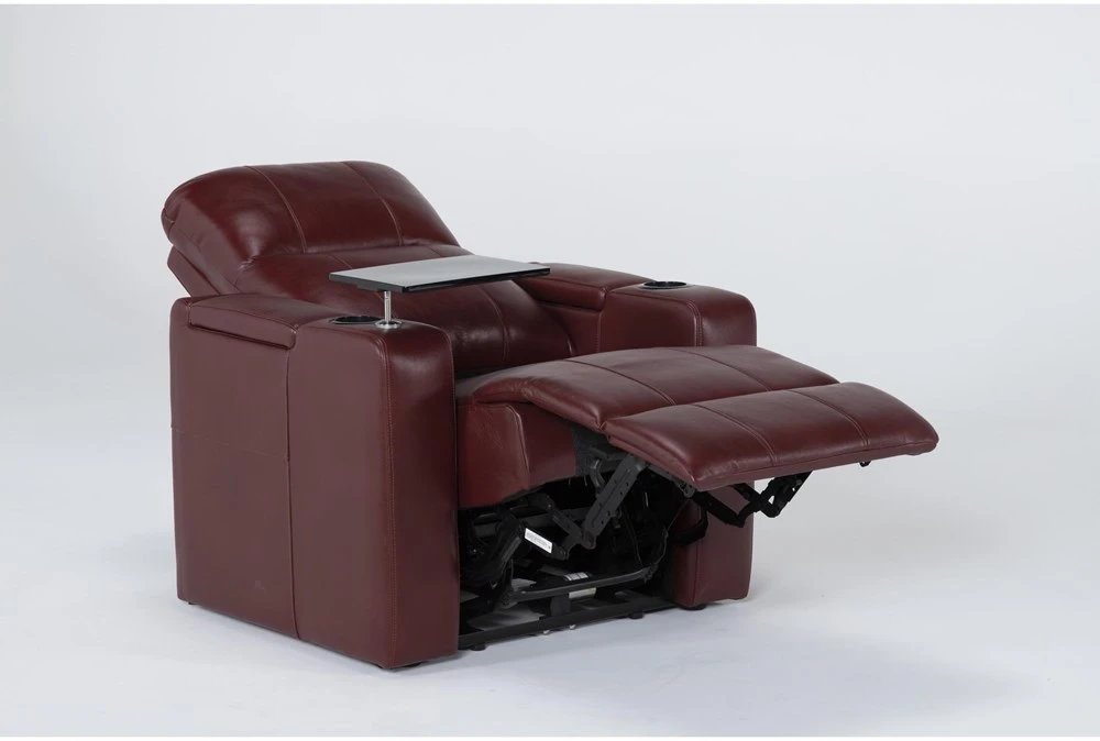 Sortino Red Home Theater Power Recliner With Table & USB 6 Sortino Red Home Theater Power Recliner With Table & USB - Image 4