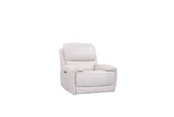 Brielle Ivory Leather Power Recliner With Power Headrest & USB