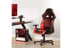 Zulu Black Gaming Chair With Red Accents & Adjustable Height Armrests 7 Zulu Black Gaming Chair With Red Accents & Adjustable Height Armrests -Modern Office Shop 289896 black polyurethane gaming chair room 85