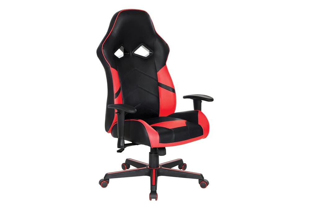 Zulu Black Gaming Chair With Red Accents & Adjustable Height Armrests 3 Zulu Black Gaming Chair With Red Accents & Adjustable Height Armrests