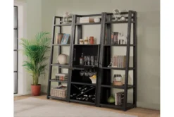 Regis Black 72" Angled Bookshelf -Modern Office Shop 292516 black wood bookcase room 85