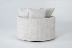 Bixby 44" Cream Swivel Cuddler -Modern Office Shop 294351 beige fabric swivel detail 02