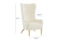 Macey Cream Velvet Wingback Accent Chair -Modern Office Shop 294763 white fabric accent chair front 03