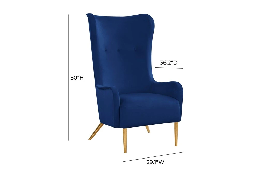 Macey Navy Velvet Wingback Accent Chair 7 Macey Navy Velvet Wingback Accent Chair - Image 5