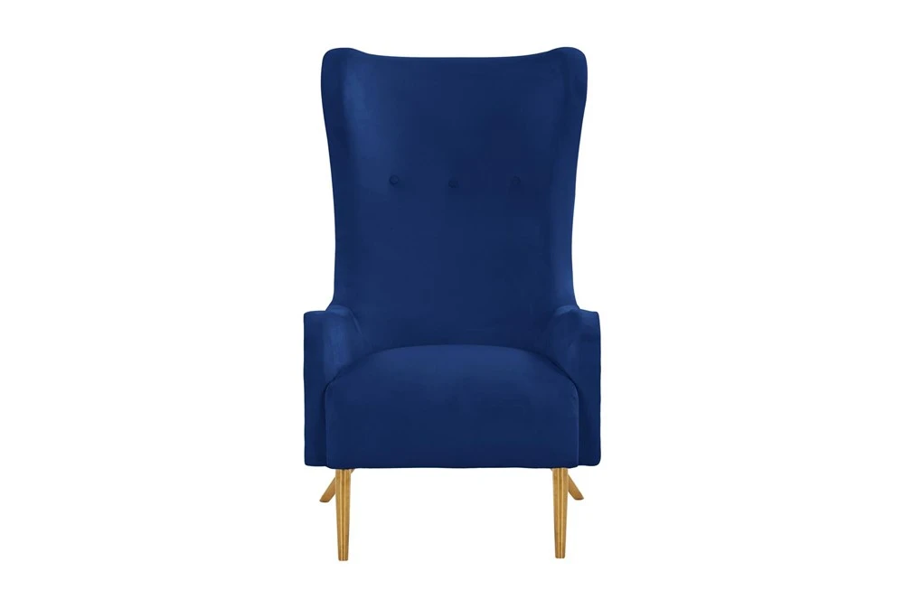 Macey Navy Velvet Wingback Accent Chair 4 Macey Navy Velvet Wingback Accent Chair - Image 2