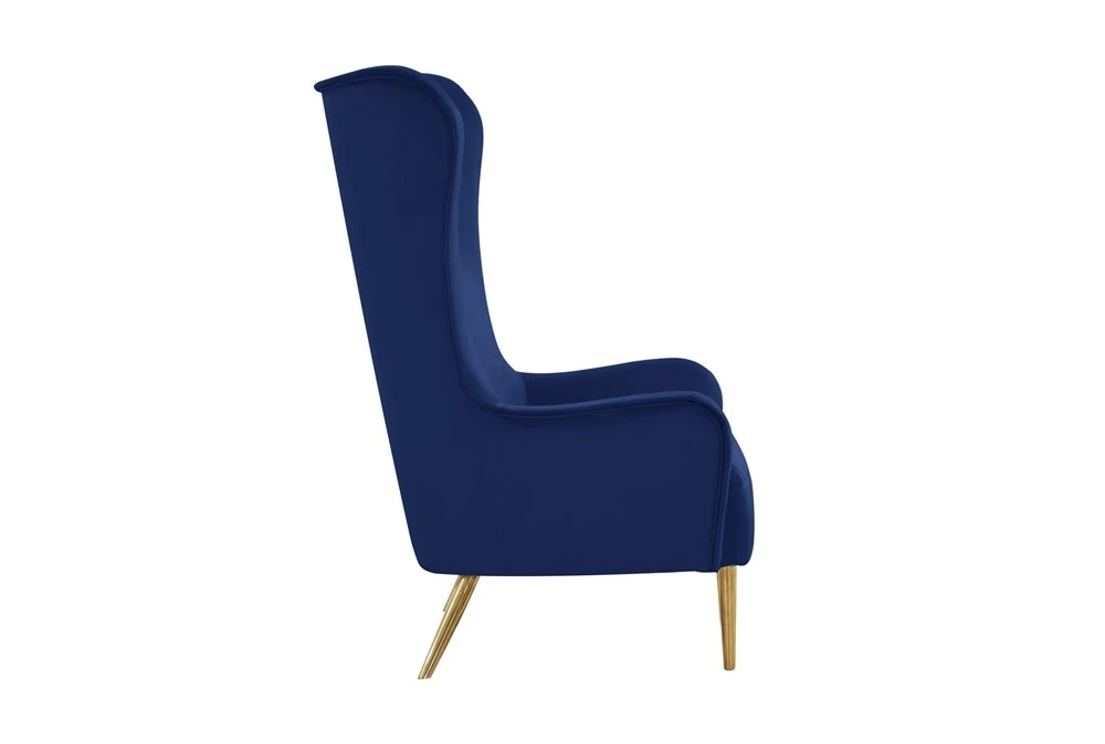 Macey Navy Velvet Wingback Accent Chair 5 Macey Navy Velvet Wingback Accent Chair - Image 3