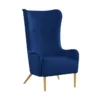 Macey Navy Velvet Wingback Accent Chair -Modern Office Shop 294766 blue fabric accent chair signature 01