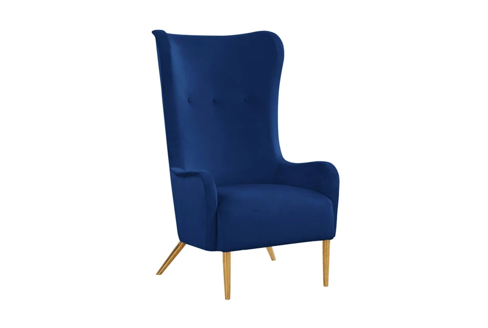 Macey Navy Velvet Wingback Accent Chair 3 Macey Navy Velvet Wingback Accent Chair