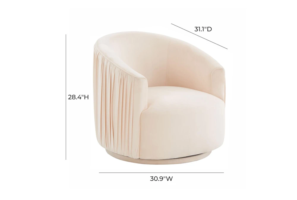 Judy Peach Velvet Pleated Swivel Accent Chair 7 Judy Peach Velvet Pleated Swivel Accent Chair - Image 5