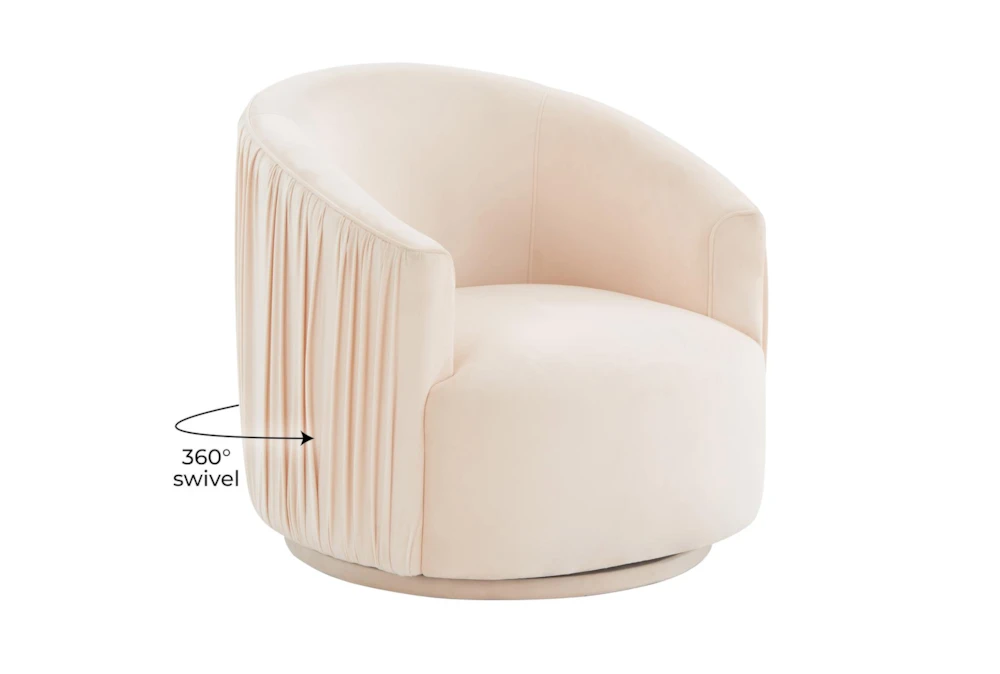 Judy Peach Velvet Pleated Swivel Accent Chair 9 Judy Peach Velvet Pleated Swivel Accent Chair - Image 7