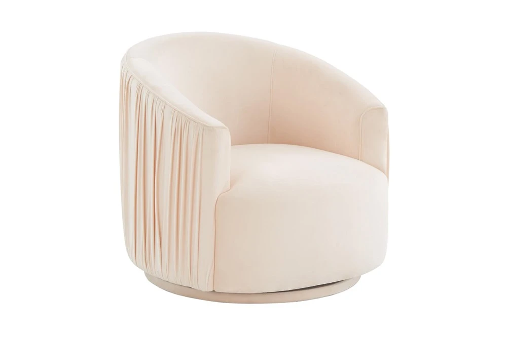Judy Peach Velvet Pleated Swivel Accent Chair 3 Judy Peach Velvet Pleated Swivel Accent Chair