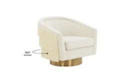 Helen Cream Fringed Swivel Accent Chair -Modern Office Shop 294773 white fabric swivel detail 48