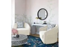 Helen Cream Fringed Swivel Accent Chair -Modern Office Shop 294773 white fabric swivel room 85