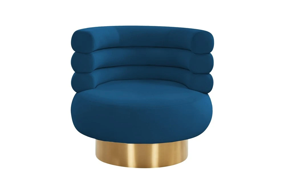 Marilyn Navy Velvet Swivel Accent Chair 3 Marilyn Navy Velvet Swivel Accent Chair - Image 2