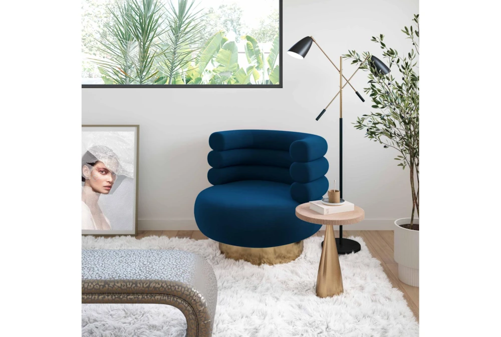 Marilyn Navy Velvet Swivel Accent Chair 9 Marilyn Navy Velvet Swivel Accent Chair - Image 8