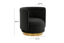 Clarke Black Velvet Swivel Accent Chair -Modern Office Shop 294788 black fabric swivel detail 44