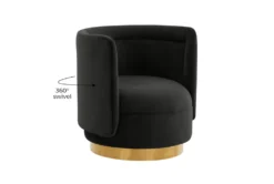 Clarke Black Velvet Swivel Accent Chair -Modern Office Shop 294788 black fabric swivel detail 45