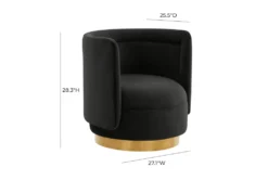 Clarke Black Velvet Swivel Accent Chair -Modern Office Shop 294788 black fabric swivel front 03