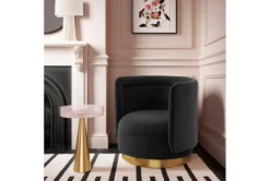 Clarke Black Velvet Swivel Accent Chair -Modern Office Shop 294788 black fabric swivel room 85