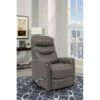 Gannon Leather Grey Swivel Glider Rocker Recliner With Adjustable Headrest -Modern Office Shop 297536 grey leather swivel glider signature 01