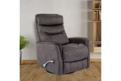 Gannon Faux Leather Charcoal Swivel Glider Rocker Recliner With Adjustable Headrest