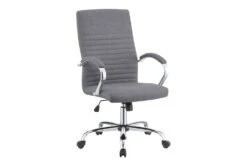 Clayton Grey + Chrome Upholstered Office Chair With Casters