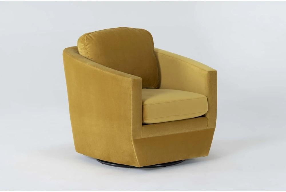 Alder Foam II 33" Velvet Chadwick Dijon Swivel Accent Chair 4 Alder Foam II 33" Velvet Chadwick Dijon Swivel Accent Chair - Image 2