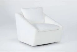 Cypress III Chenille 32" Foam White Swivel Accent Chair -Modern Office Shop 299967 white fabric accent chair box 62
