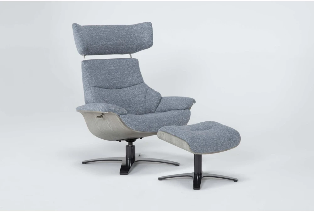 Raiden Blue Reclining Swivel Chair & Ottoman 5 Raiden Blue Reclining Swivel Chair & Ottoman - Image 3