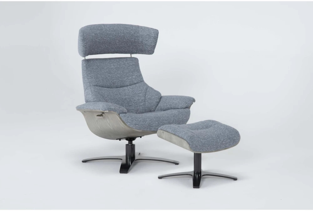 Raiden Blue Reclining Swivel Chair & Ottoman 6 Raiden Blue Reclining Swivel Chair & Ottoman - Image 4