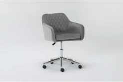 Cassandra Grey Velvet Rolling Office Chair -Modern Office Shop 301762 grey velvet office chair side 19