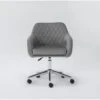 Cassandra Grey Velvet Rolling Office Chair -Modern Office Shop 301762 grey velvet office chair signature 01