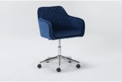 Cassandra Navy Velvet Rolling Office Chair 10 Cassandra Navy Velvet Rolling Office Chair -Modern Office Shop 301763 blue velvet office chair side 19