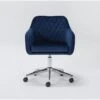Cassandra Navy Velvet Rolling Office Chair -Modern Office Shop 301763 blue velvet office chair signature 01