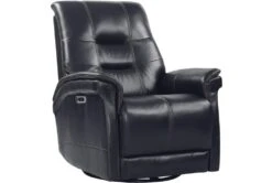 Crew Blackberry Leather Power Cordless Swivel Glider Rocker Recliner With Power Headrest & USB